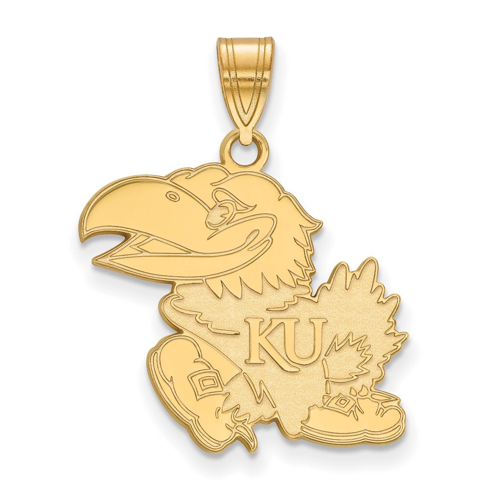 14K Yellow Gold Logoart University Of Kansas Jayhawk Large Pendant