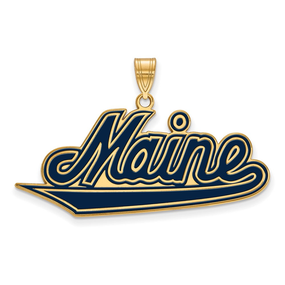 Gold Plated Sterling Silver Logoart University Of Maine Extra Large Enameled Pendant