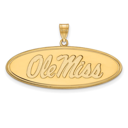14K Yellow Gold Logoart University Of Mississippi Ole Miss Large Oval Pendant