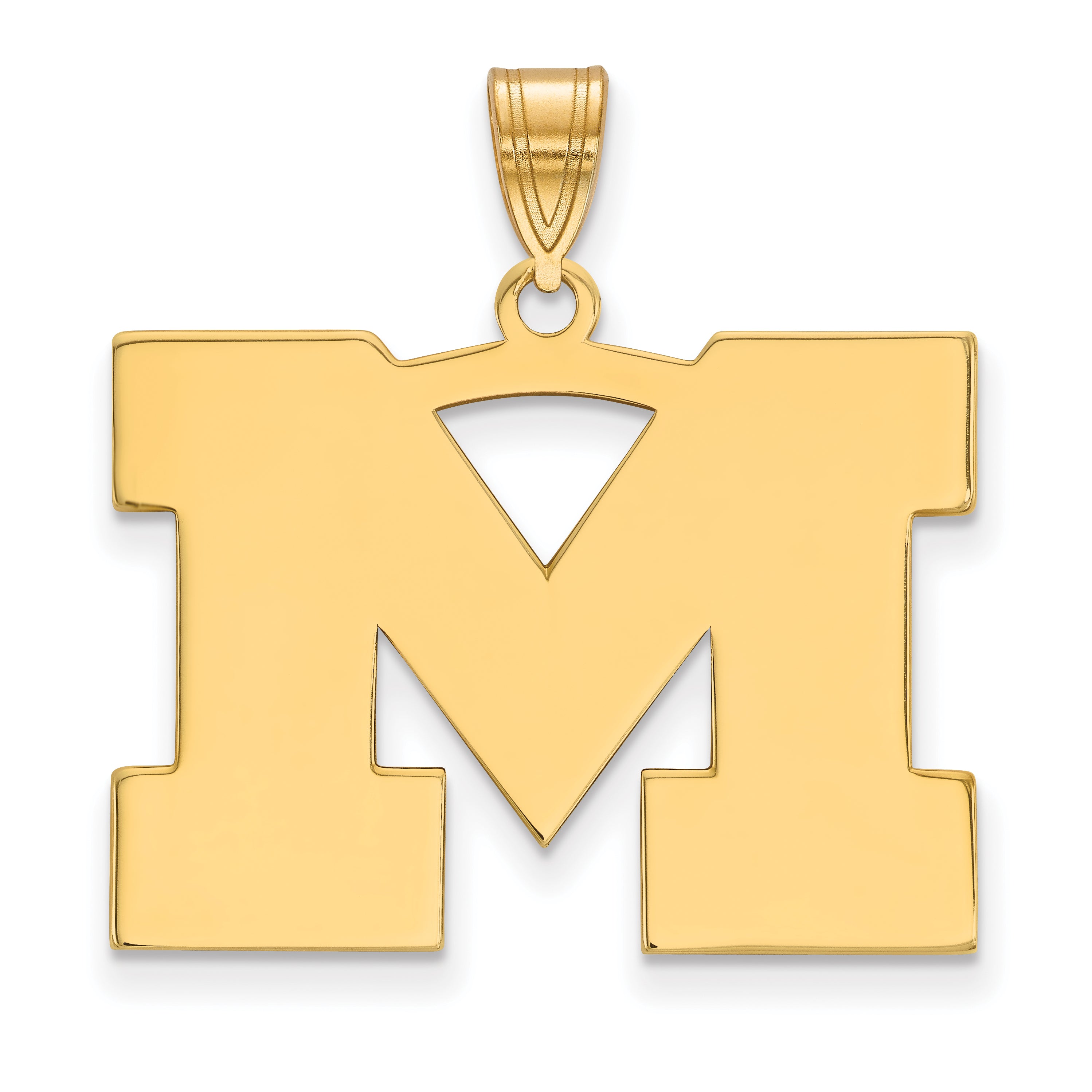 Gold Plated Sterling Silver Logoart University Of Michigan Letter M Large Pendant