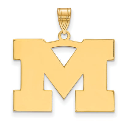 Gold Plated Sterling Silver Logoart University Of Michigan Letter M Large Pendant