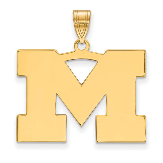 Gold Plated Sterling Silver Logoart University Of Michigan Letter M Large Pendant