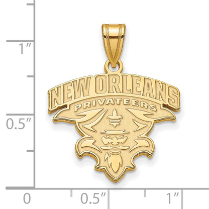 10K Yellow Gold Logoart University Of New Orleans U N O Extra Large Pendant