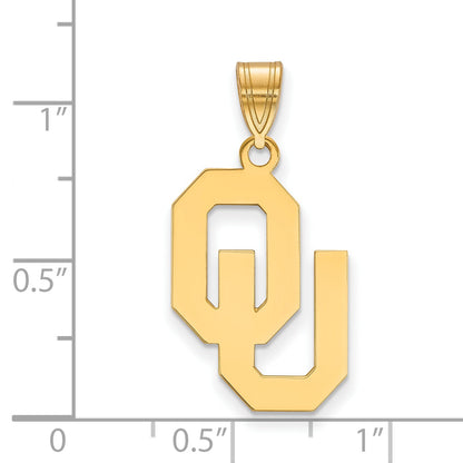 Gold Plated Sterling Silver Logoart University Of Oklahoma O U Large Pendant
