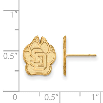 14K Yellow Gold Logoart University Of South Dakota Small Post Earrings