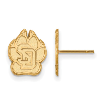 14K Yellow Gold Logoart University Of South Dakota Small Post Earrings