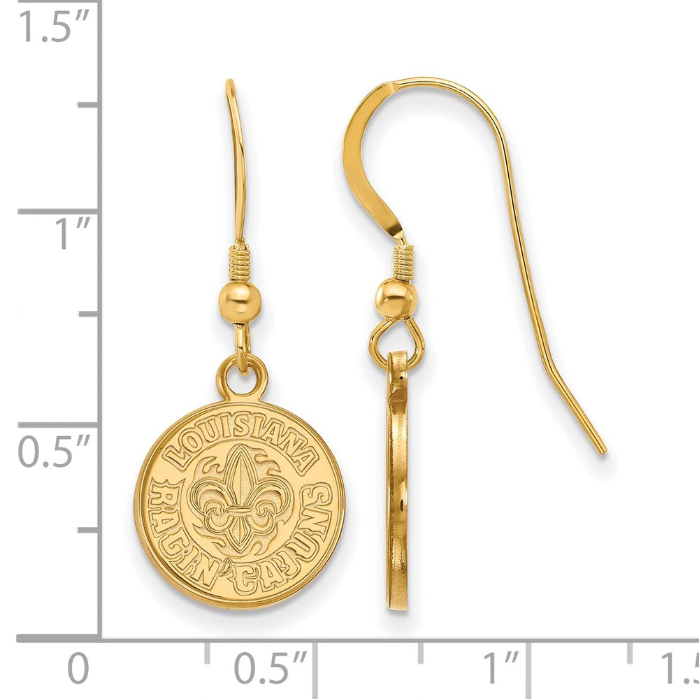 Gold Plated Sterling Silver Logoart University Of Louisiana At Lafayette Small Dangle Wire Earrings