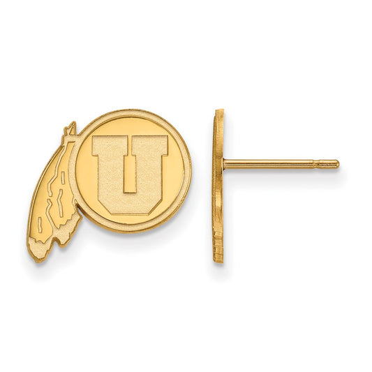 14K Yellow Gold Logoart University Of Utah Small Post Earrings