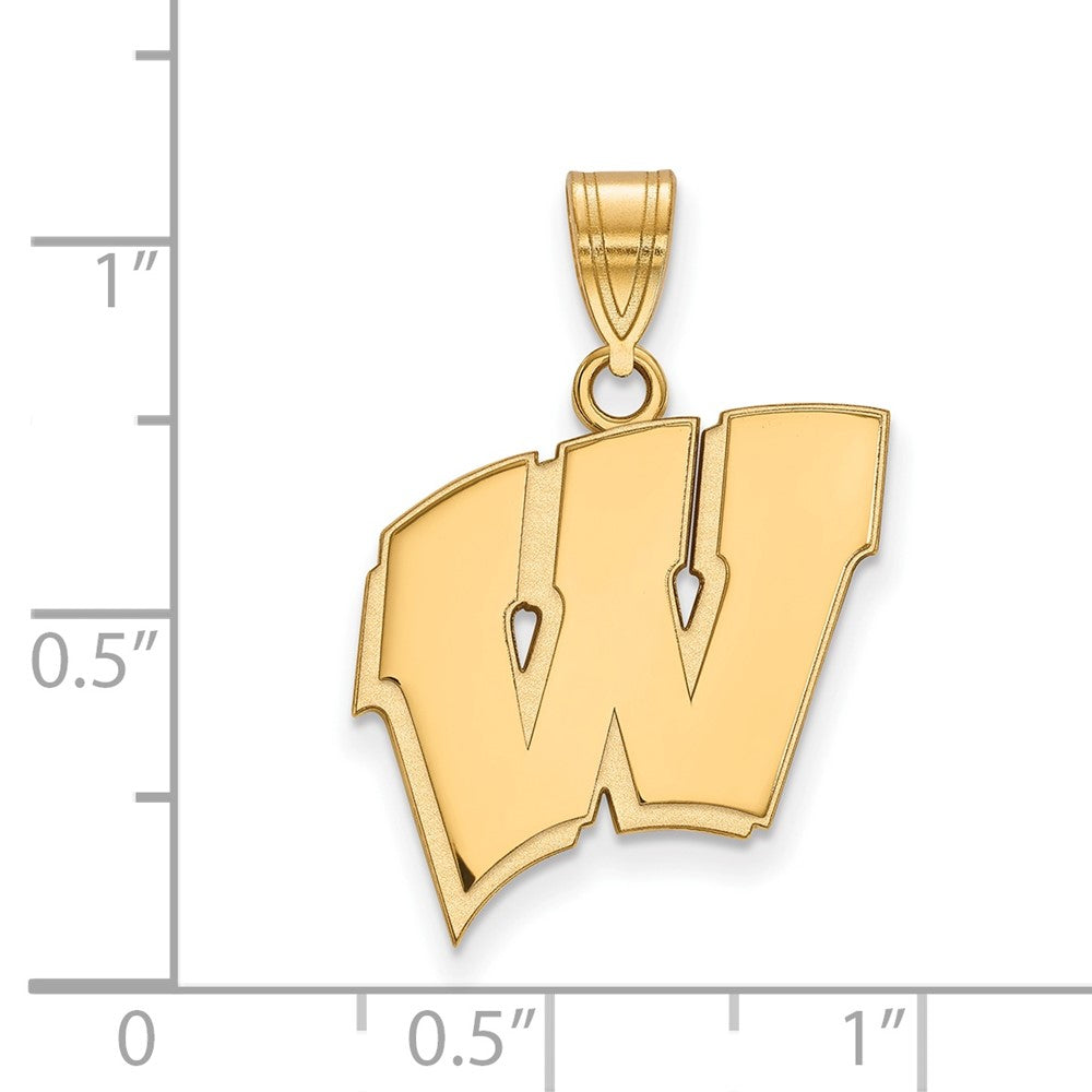 10K Yellow Gold Logoart University Of Wisconsin Letter W Large Pendant