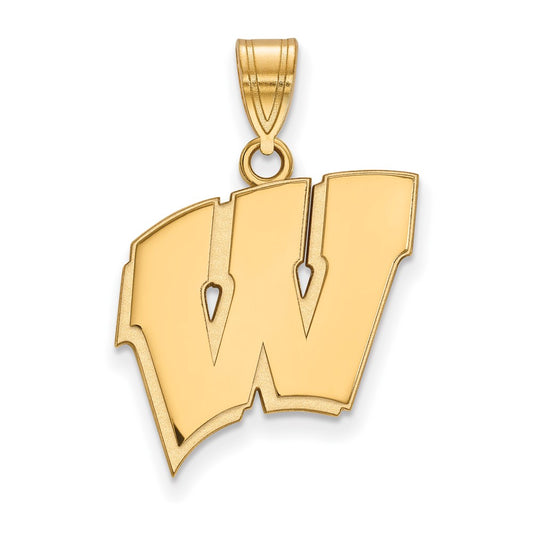 14K Yellow Gold Logoart University Of Wisconsin Letter W Large Pendant