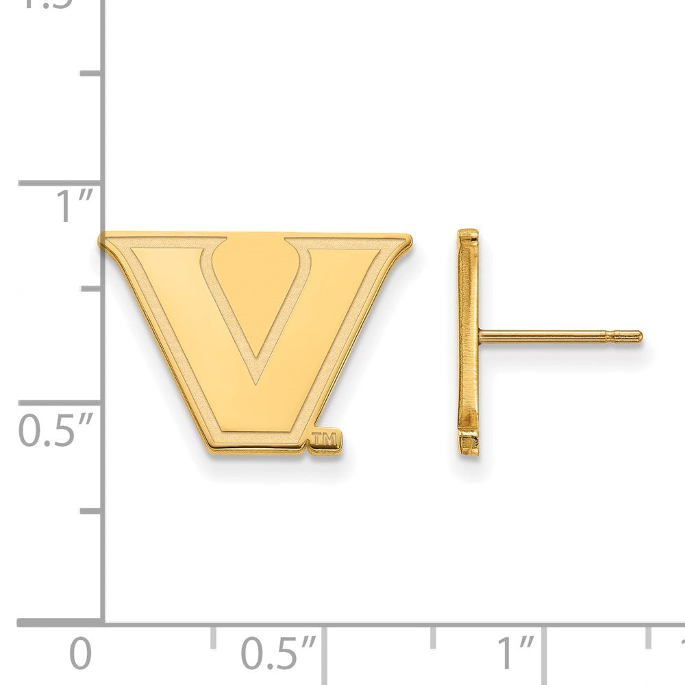 14K Yellow Gold 14Ky Logoart Vanderbilt University Small Post Earrings