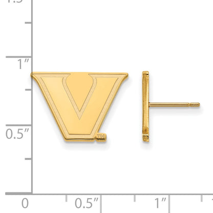 14K Yellow Gold 14Ky Logoart Vanderbilt University Small Post Earrings