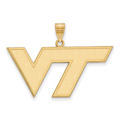 Gold Plated Sterling Silver Logoart Virginia Tech V T Large Pendant