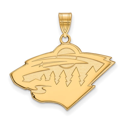 14K Yellow Gold Nhl Logoart Minnesota Wild Large Pendant