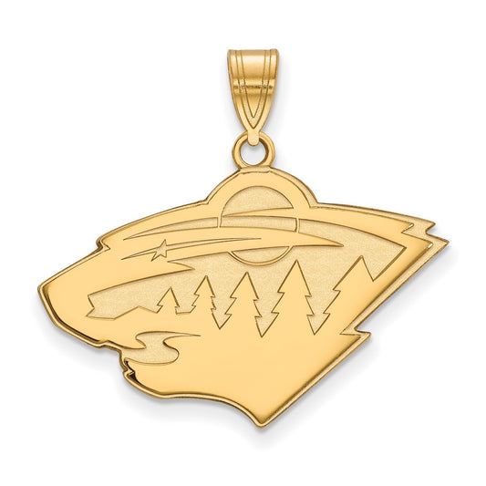 14K Yellow Gold Nhl Logoart Minnesota Wild Large Pendant