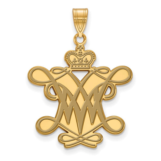 Gold Plated Sterling Silver Logoart College Of William And Mary Extra Large Enameled Pendant