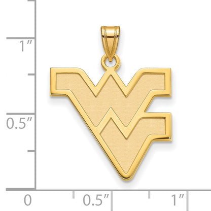 Gold Plated Sterling Silver Logoart West Virginia University W V Large Pendant