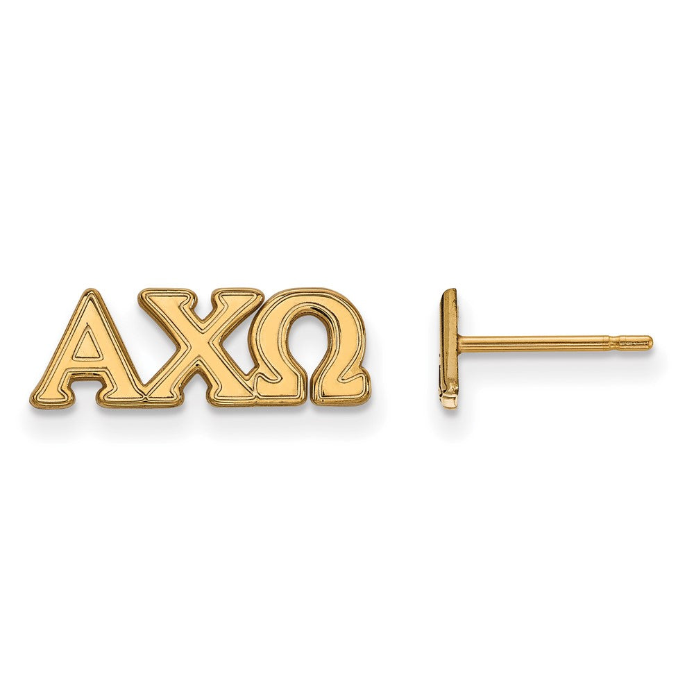 Gold Plated Sterling Silver Logoart Alpha Chi Omega Sorority Greek Letters Extra Small Post Earrings