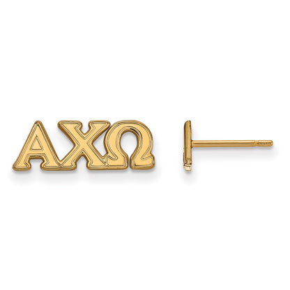 Gold Plated Sterling Silver Logoart Alpha Chi Omega Sorority Greek Letters Extra Small Post Earrings