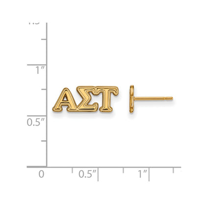 Gold Plated Sterling Silver Logoart Alpha Sigma Tau Sorority Greek Letters Extra Small Post Earrings
