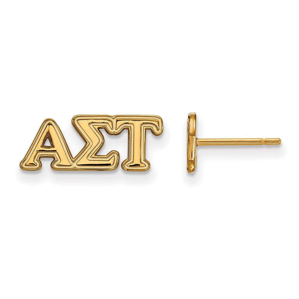 Gold Plated Sterling Silver Logoart Alpha Sigma Tau Sorority Greek Letters Extra Small Post Earrings