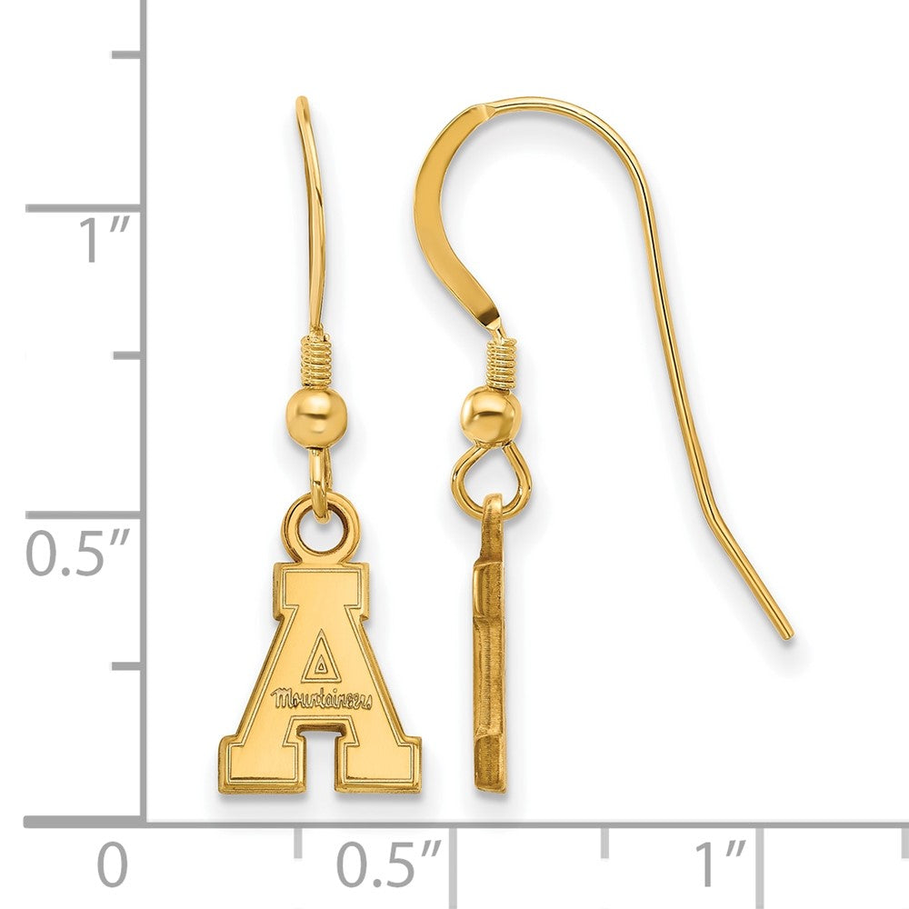 Gold Plated Sterling Silver Logoart Appalachian State University Extra Small Dangle Wire Earrings