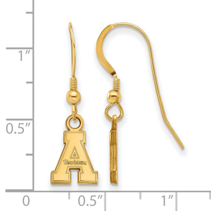 Gold Plated Sterling Silver Logoart Appalachian State University Extra Small Dangle Wire Earrings