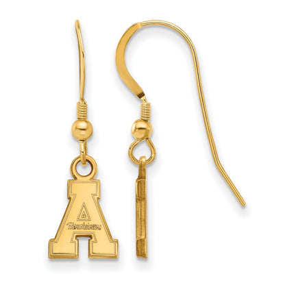Gold Plated Sterling Silver Logoart Appalachian State University Extra Small Dangle Wire Earrings
