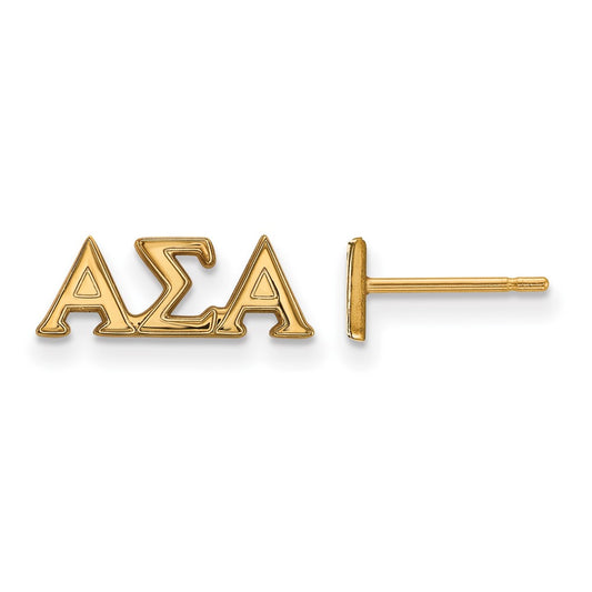 Gold Plated Sterling Silver Logoart Alpha Sigma Sorority Greek Letters Extra Small Post Earrings