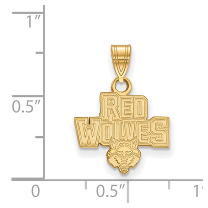 14K Yellow Gold Logoart Arkansas State University Red Wolves Small Pendant