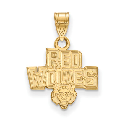 14K Yellow Gold Logoart Arkansas State University Red Wolves Small Pendant