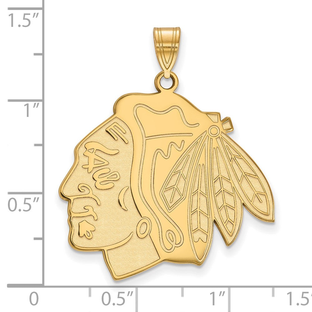 Gold Plated Sterling Silver Nhl Logoart Chicago Blackhawks Extra Large Pendant