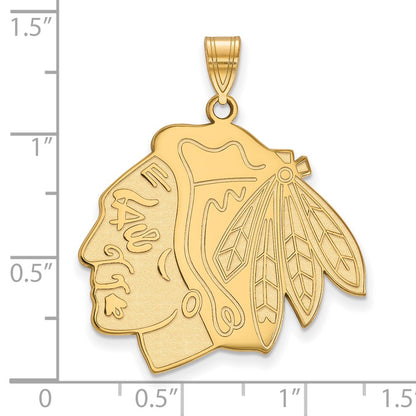 Gold Plated Sterling Silver Nhl Logoart Chicago Blackhawks Extra Large Pendant
