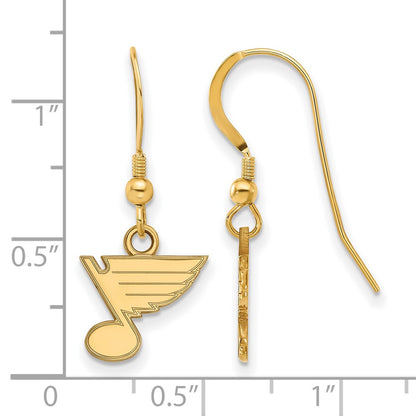 Gold Plated Sterling Silver Nhl Logoart St. Louis Blues Extra Small Dangle Wire Earrings