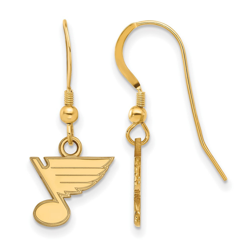 Gold Plated Sterling Silver Nhl Logoart St. Louis Blues Extra Small Dangle Wire Earrings