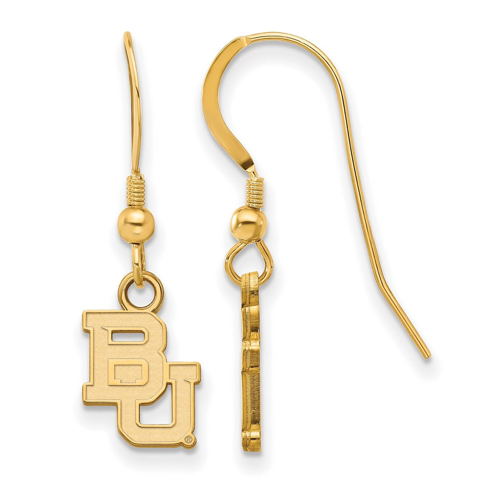 Gold Plated Sterling Silver Logoart Baylor University Bears Extra Small Dangle Wire Earrings