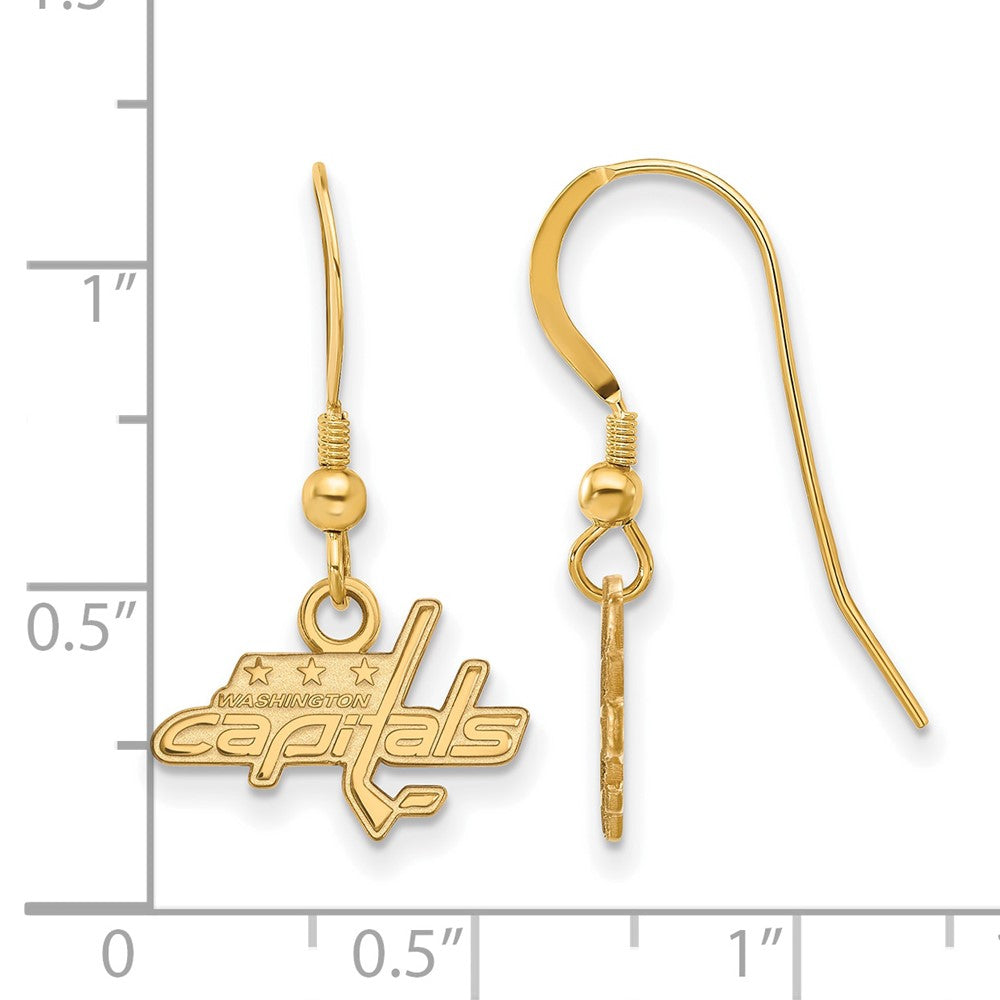 Gold Plated Sterling Silver Nhl Logoart Washington Capitals Extra Small Dangle Wire Earrings