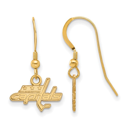Gold Plated Sterling Silver Nhl Logoart Washington Capitals Extra Small Dangle Wire Earrings