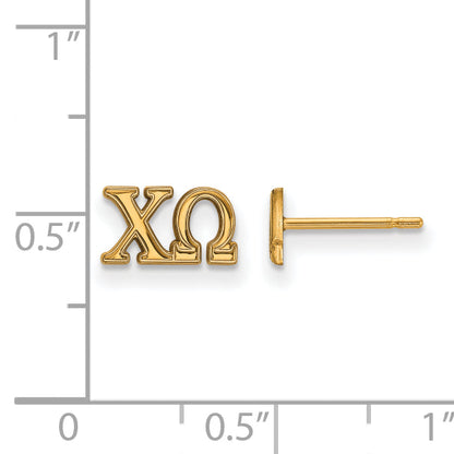 Gold Plated Sterling Silver Logoart Chi Omega Sorority Greek Letters Extra Small Post Earrings
