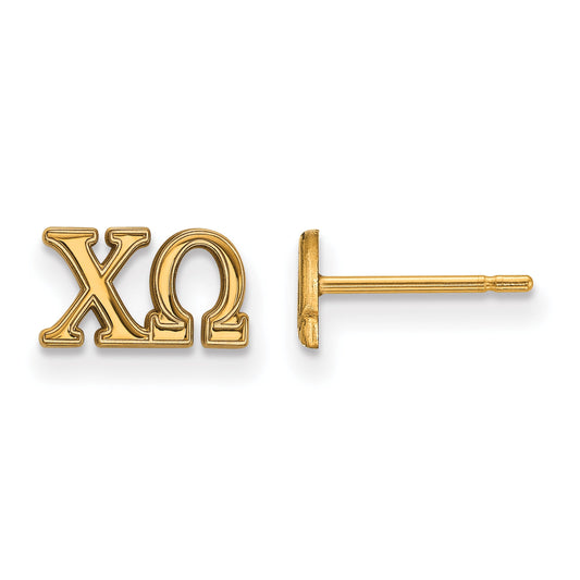 Gold Plated Sterling Silver Logoart Chi Omega Sorority Greek Letters Extra Small Post Earrings