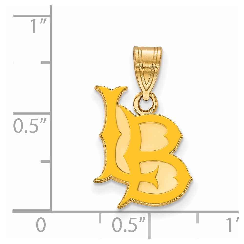Gold Plated Sterling Silver Logoart California State University Long Beach L B Medium Enameled Pendant