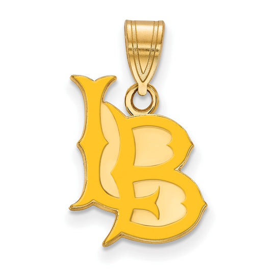 Gold Plated Sterling Silver Logoart California State University Long Beach L B Medium Enameled Pendant