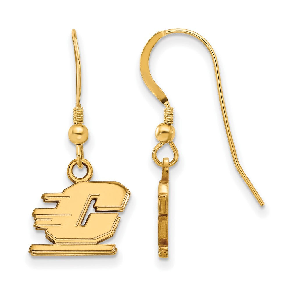 Gold Plated Sterling Silver Logoart Central Michigan University Letter C Extra Small Dangle Wire Earrings