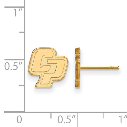 Gold Plated Sterling Silver Logoart California Polytechnic State University C P Extra Small Post Earrings