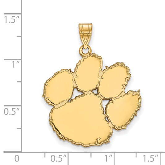 14K Yellow Gold Logoart Clemson University Tiger Paw Extra Large Pendant