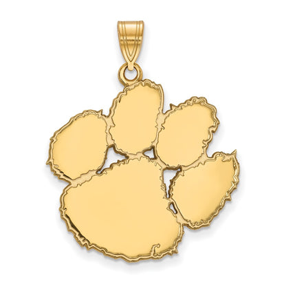 Gold Plated Sterling Silver Logoart Clemson University Tiger Paw Extra Large Pendant