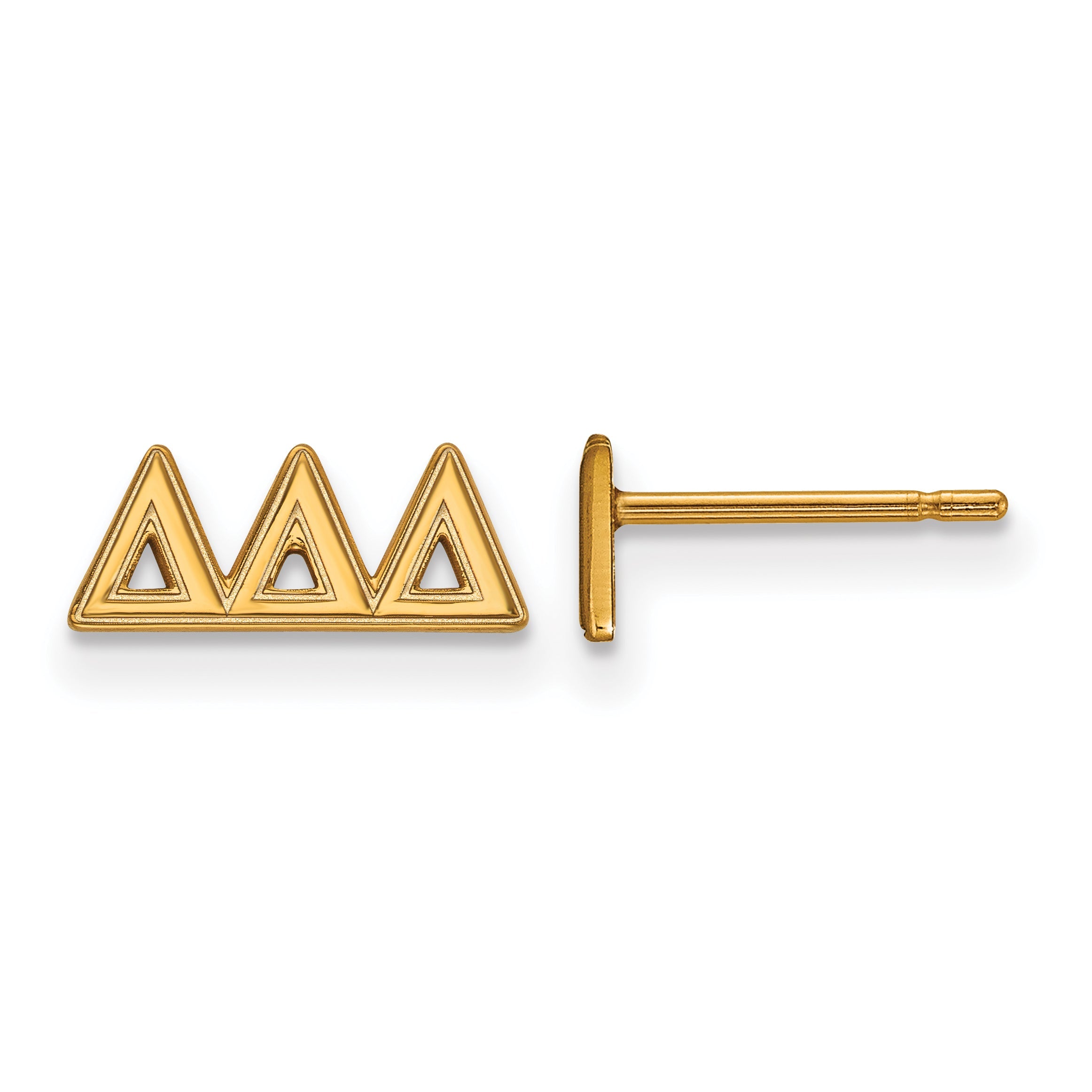 Gold Plated Sterling Silver Logoart Delta Sorority Greek Letters Extra Small Post Earrings