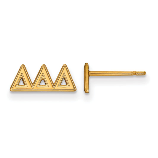 Gold Plated Sterling Silver Logoart Delta Sorority Greek Letters Extra Small Post Earrings