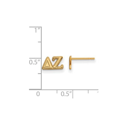Gold Plated Sterling Silver Logoart Delta Zeta Sorority Greek Letters Extra Small Post Earrings