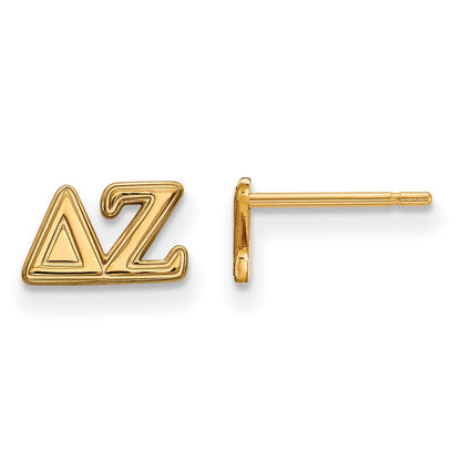 Gold Plated Sterling Silver Logoart Delta Zeta Sorority Greek Letters Extra Small Post Earrings